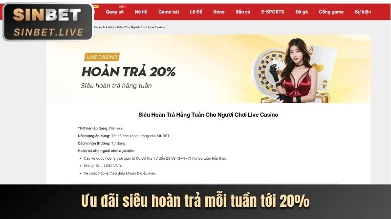 Ưu đãi hoàn trả hàng tuần tại nohu90